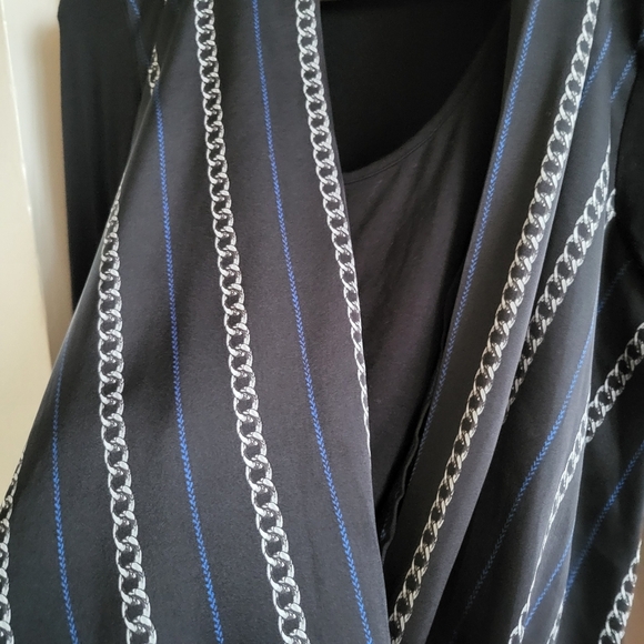 Michael Kors Black and Blue Cardigan with Draped V-Neck - Picture 2 of 6